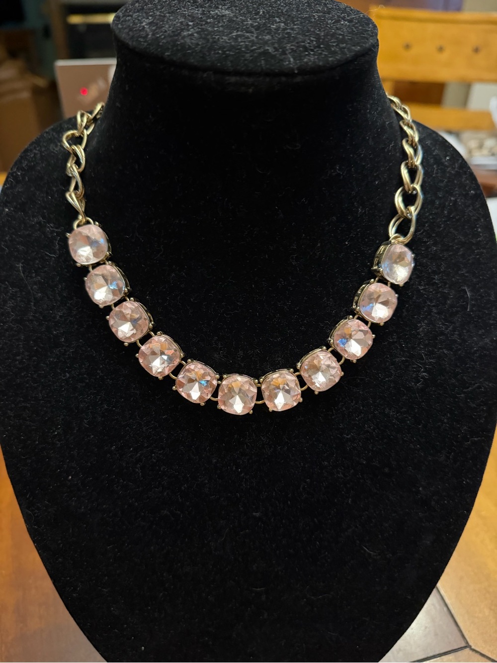 Elegant Pink Crystal Statement Necklace & Clear Crystal Necklace - Picture 5 of 9